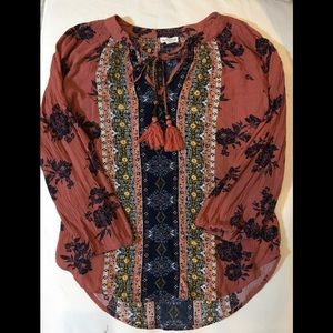 100%rayon shirt warm tones mild cling